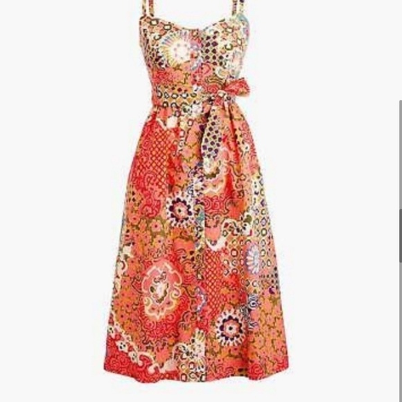 J.Crew Poplin Midi Button Down Vibrant Colors Side Pockets Prepppy Sun Dress Sz2 - Picture 6 of 10